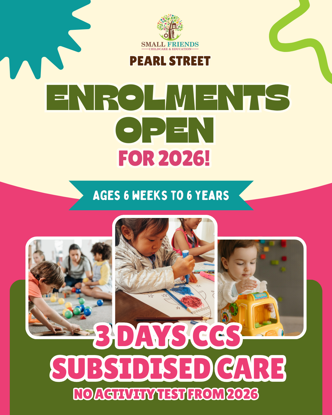 Small Friends Childcare & Education Pearl Street Facebook ad: Childcare Glenroy | Quality Early Learning for Growing Minds