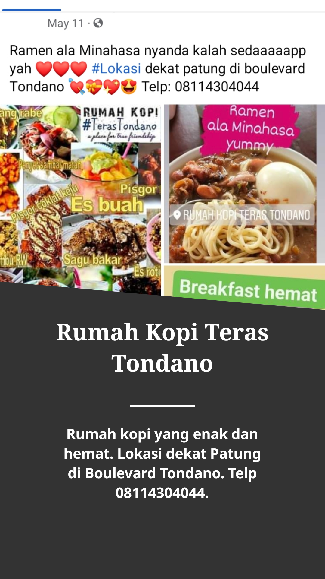 Rumah Kopi Teras Tondano Facebook ad from Dec 15, 2024