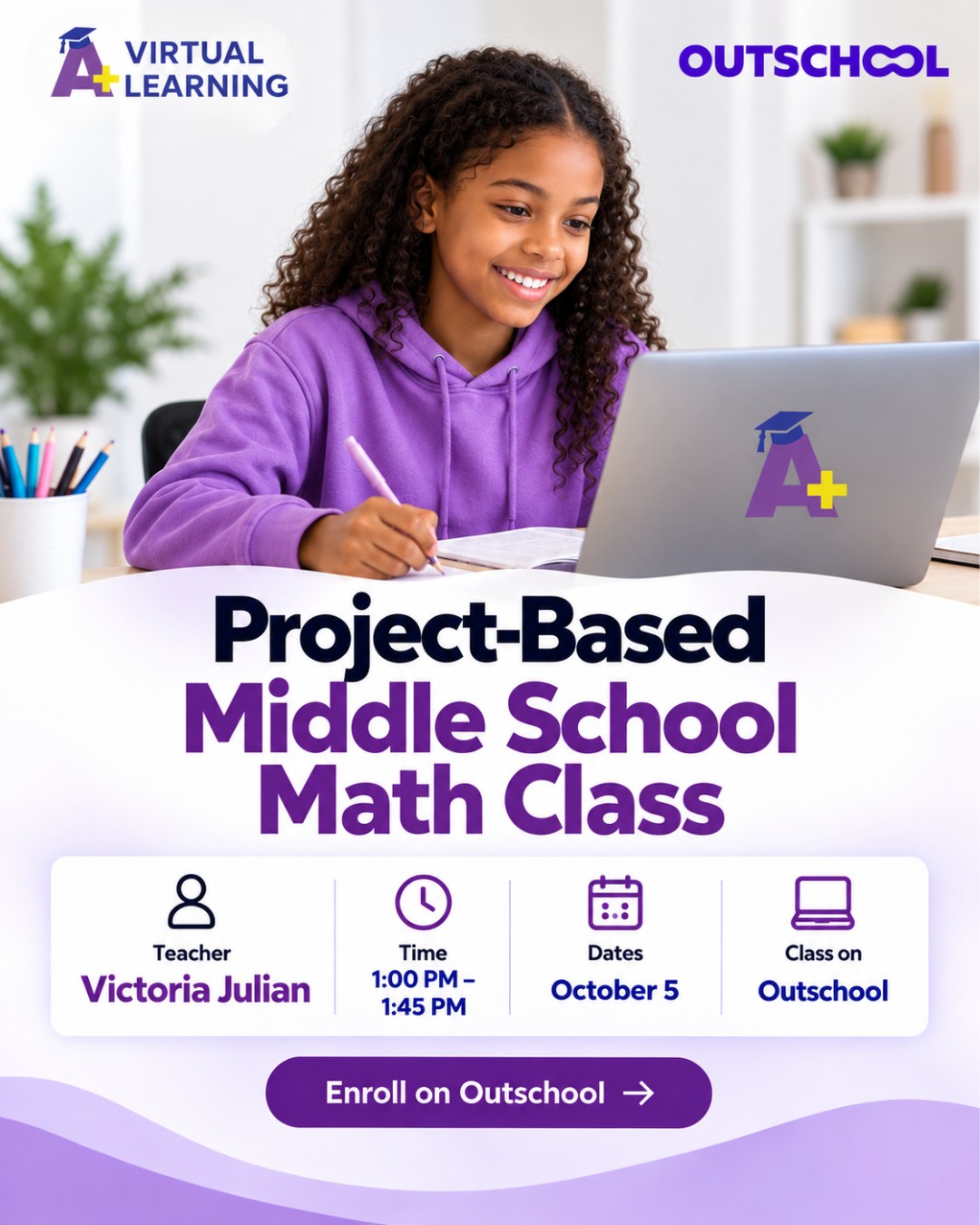 A+ Virtual Learning Facebook ad: Math makes more sense when students can connect…