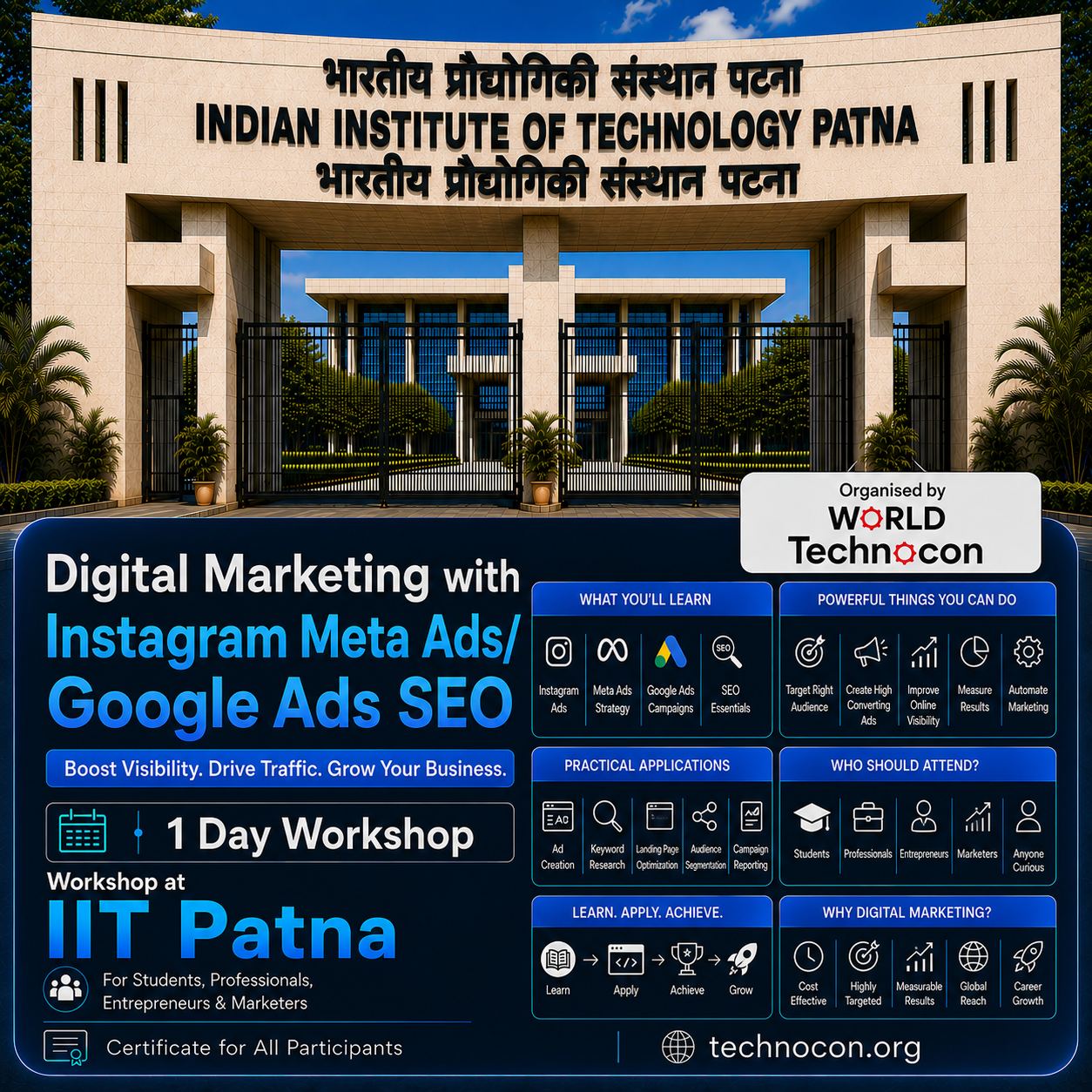 World Technocon Facebook ad: 1 Day Digital Marketing with Instagram ads and Google ads…