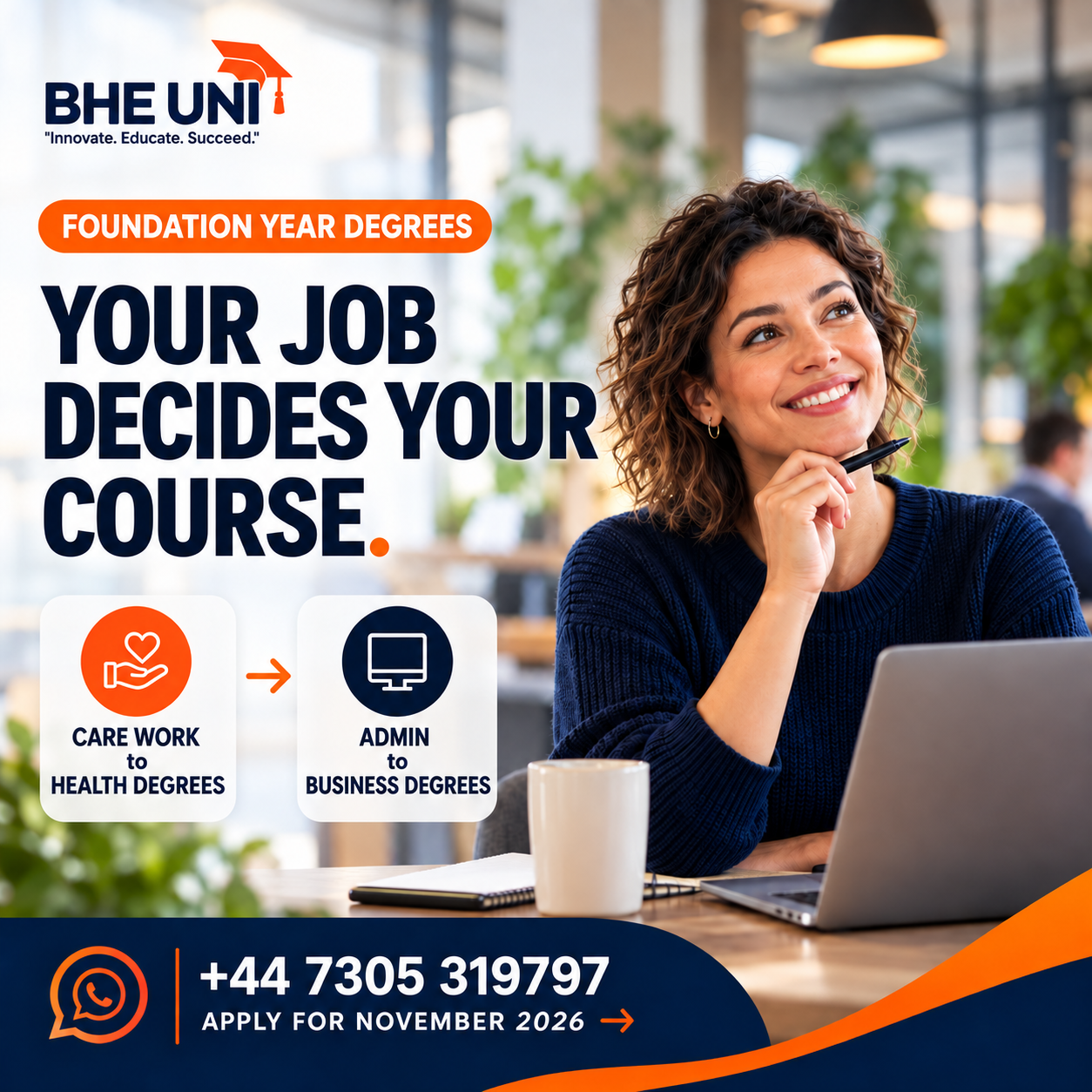 BHE Uni Facebook ad: 100% Free Admission Support