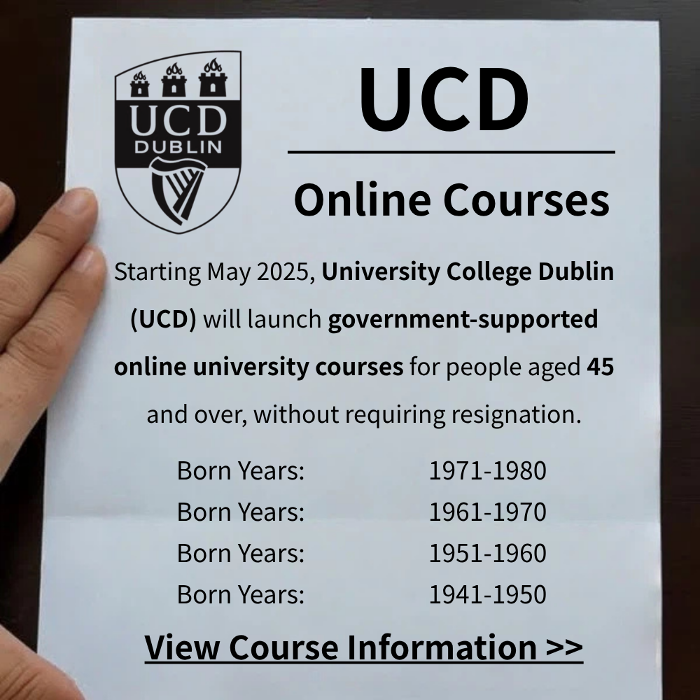 Senior University Courses Facebook ad: University College Dublin Online Course Guide: Flexible…