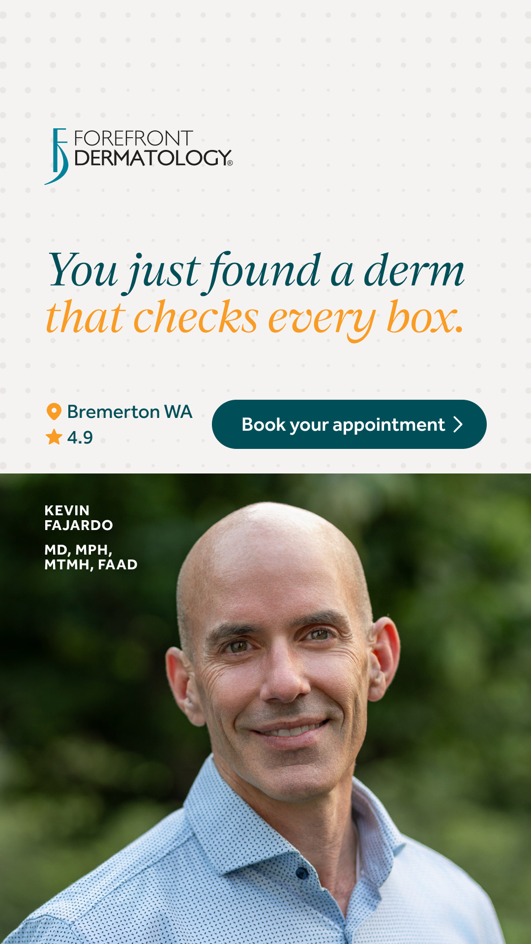 Forefront Dermatology Bremerton, WA Facebook ad from Jun 15, 2026