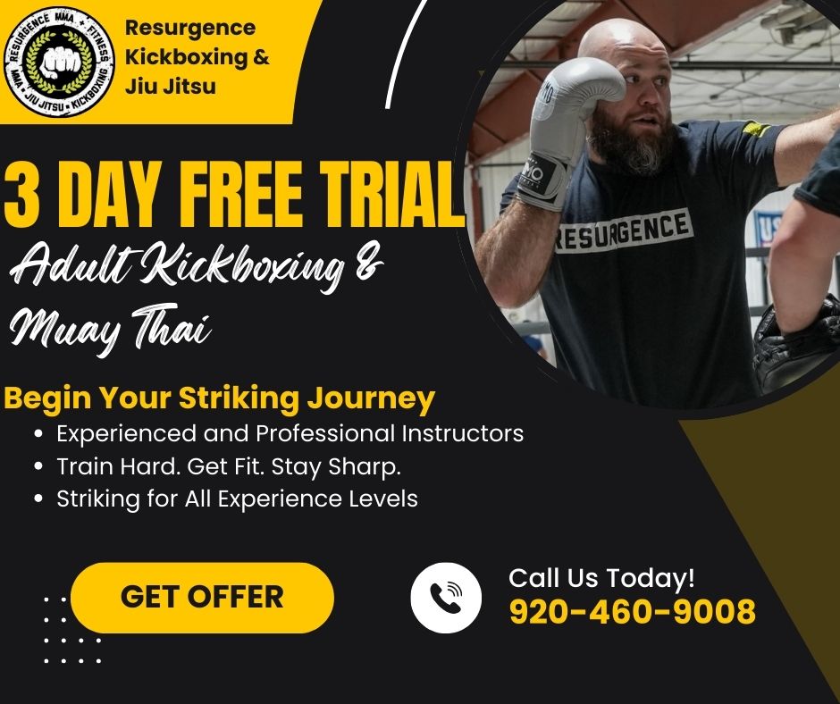 Resurgence Kickboxing & Jiu Jitsu Academy Facebook ad: Start Your FREE 3 Class Trial Today!