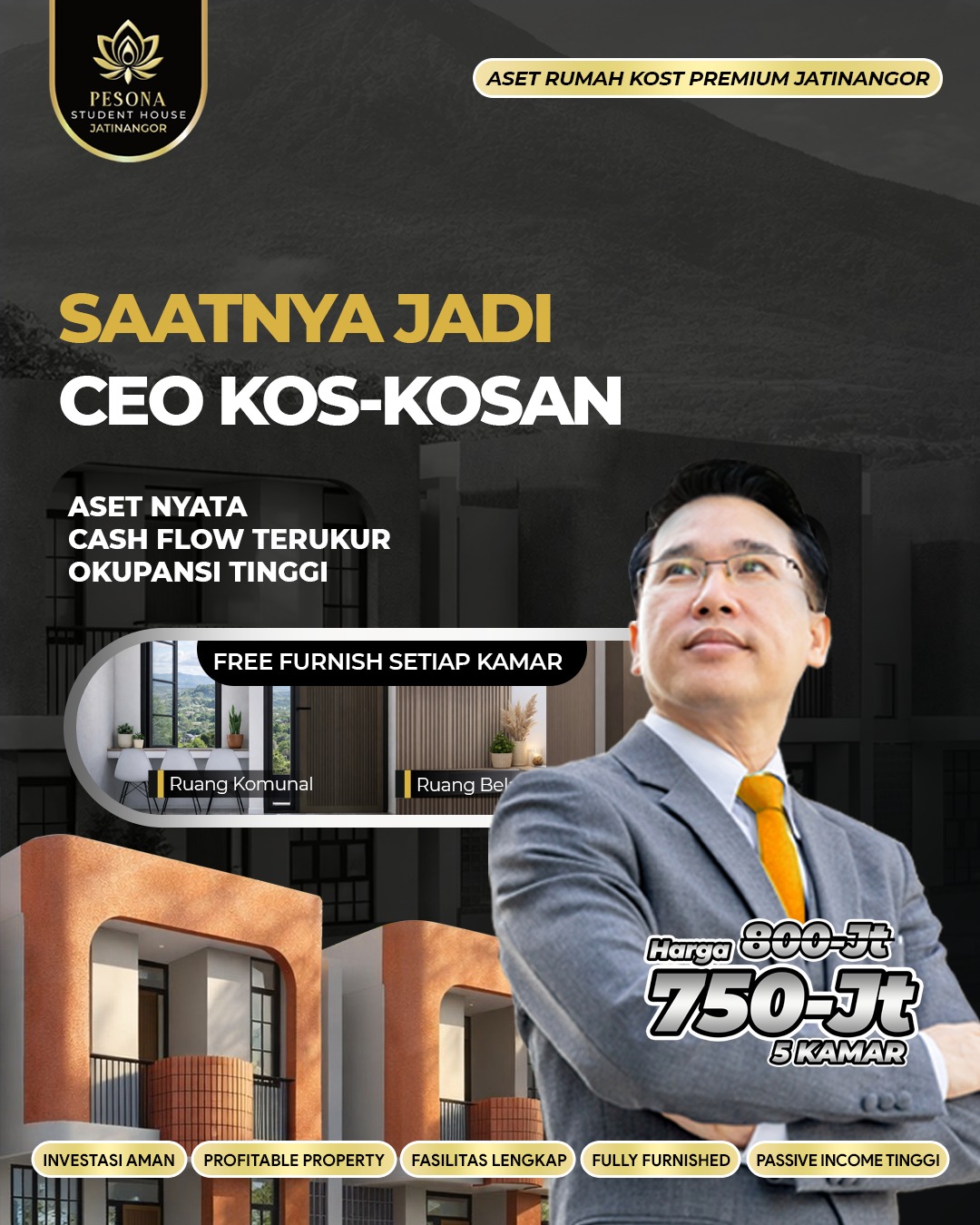 Pesona Student House Facebook ad: JADI CEO KOS-KOSAN DI JATINANGOR, 1 MENIT KE KAWASAN UNPAD