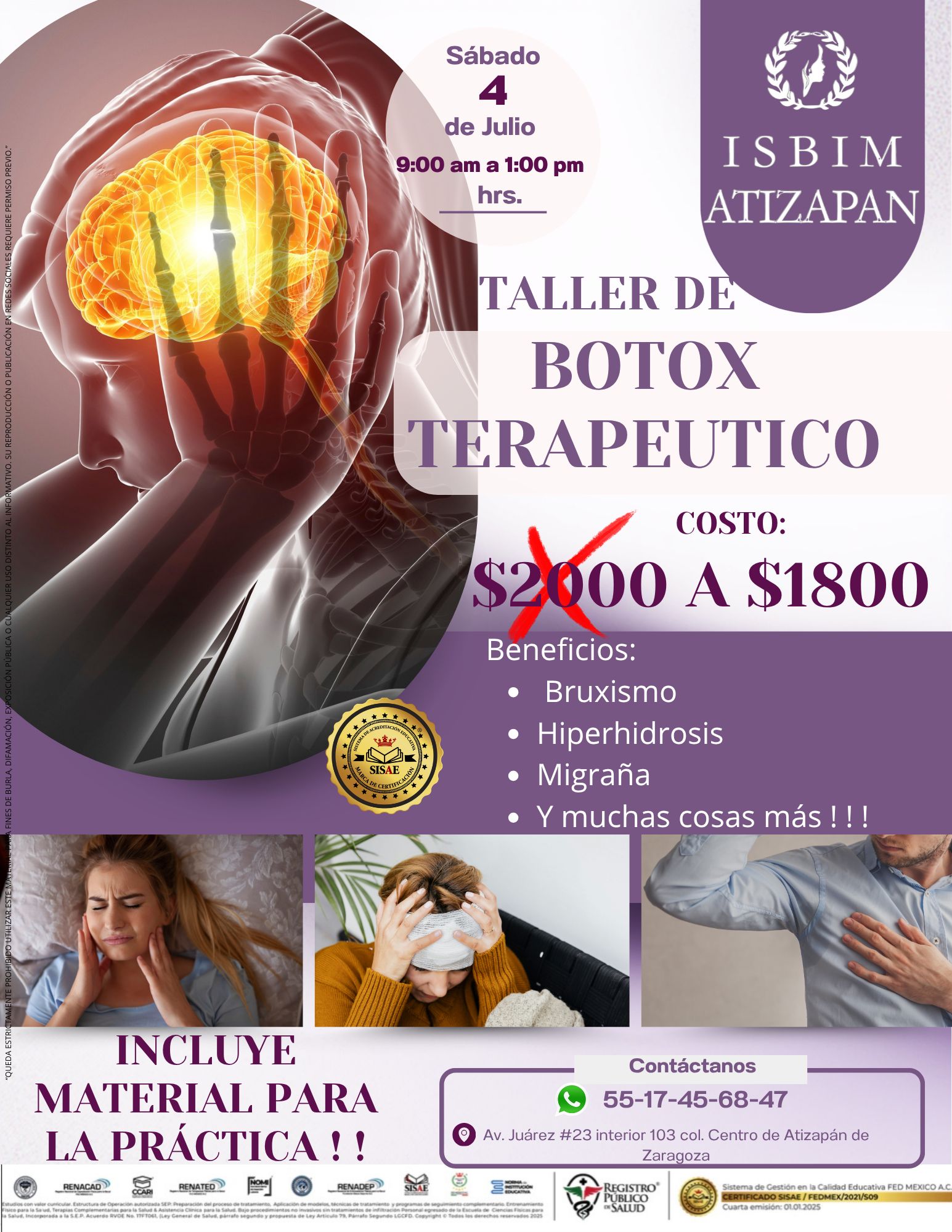 Isbim Atizapán de Zaragoza Facebook ad: Taller Bótox Terapéutico