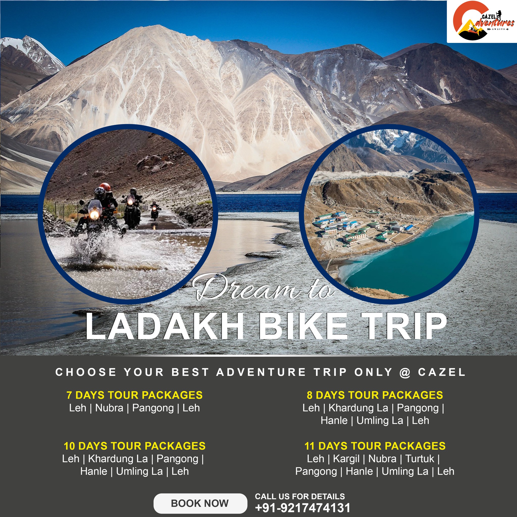 Cazel Adventures Facebook ad: Ride Ladakh This 2026. Limited seats, Book now