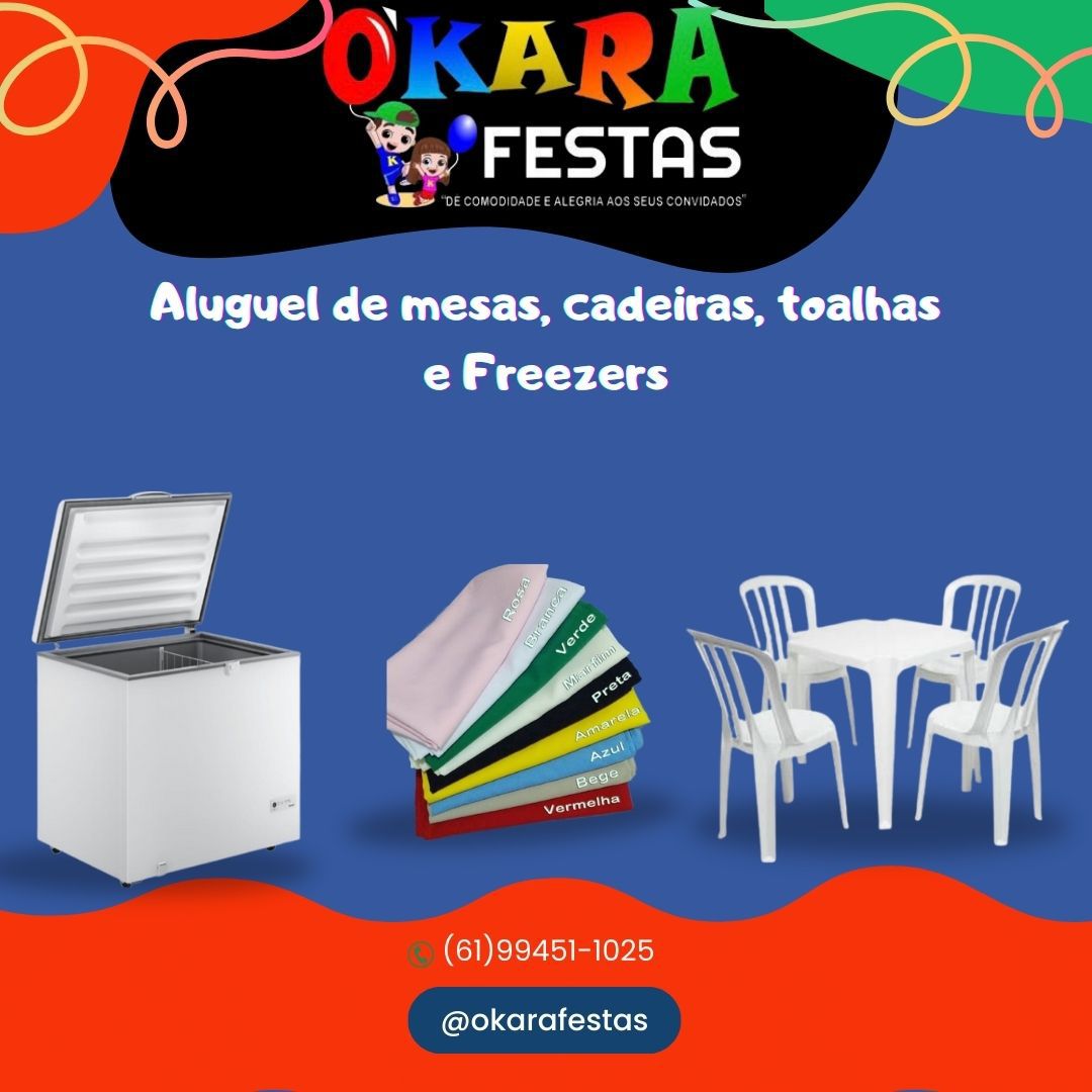 O’kara Festas - Mesas, cadeiras, brinquedos infantis, etc. Facebook ad