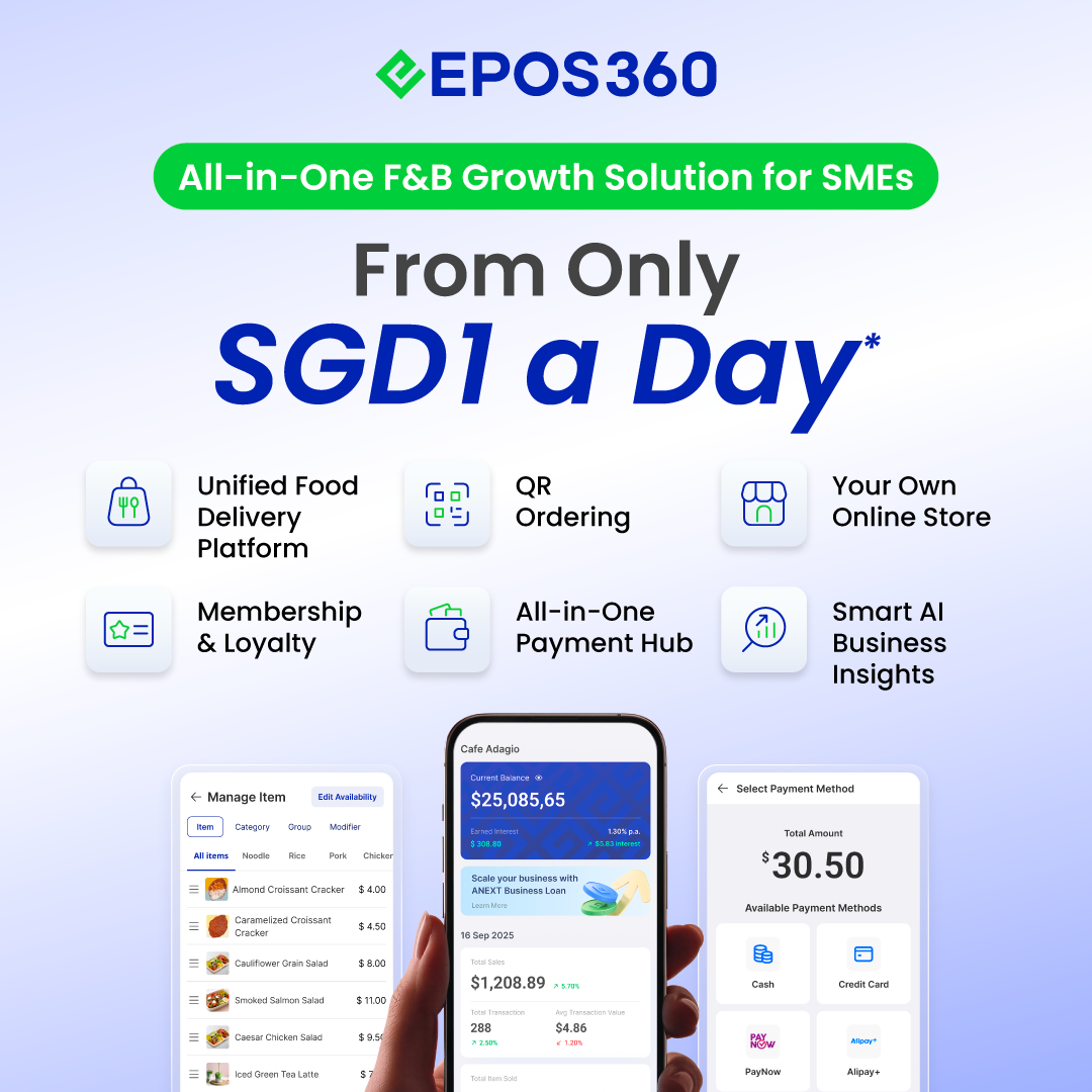 EPOS Singapore Facebook ad: Grow Your Business From Only SGD1 a Day