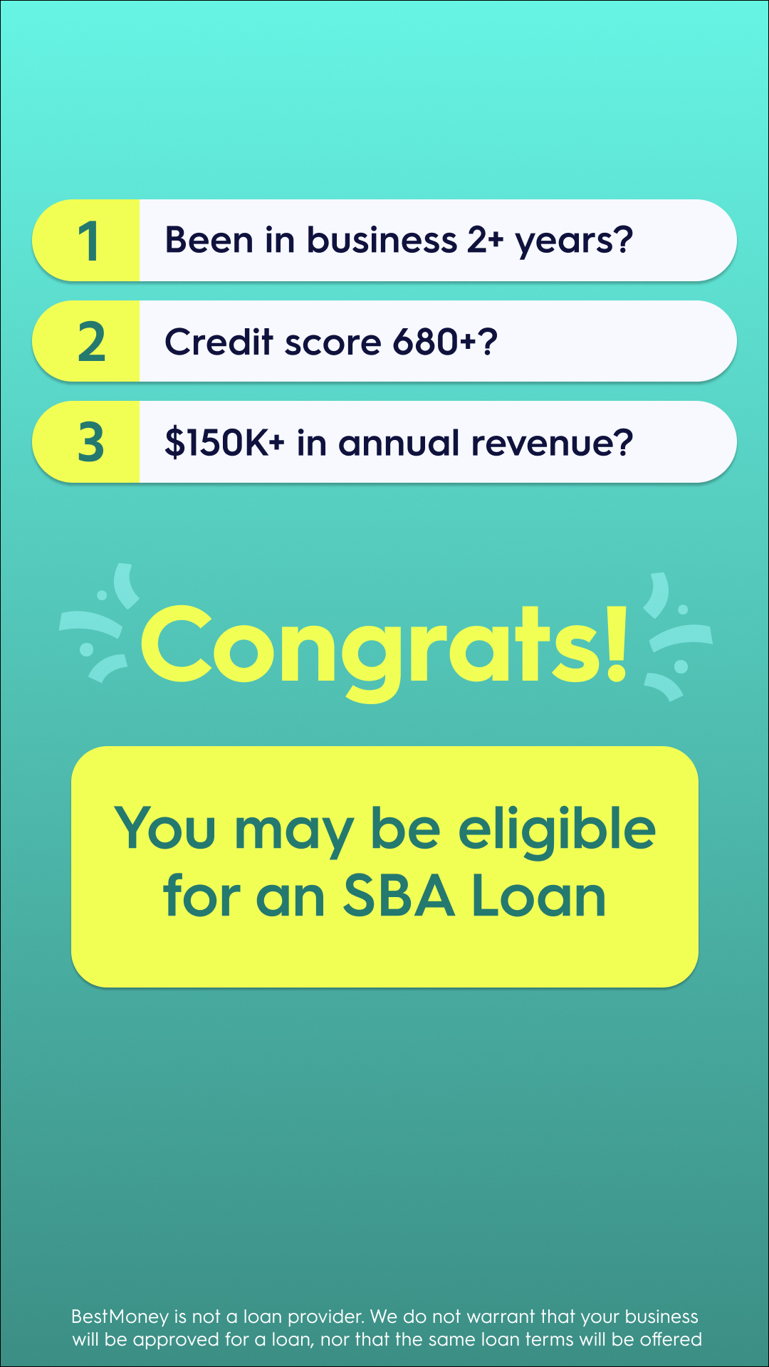BestMoney.com - Business Loans Facebook ad