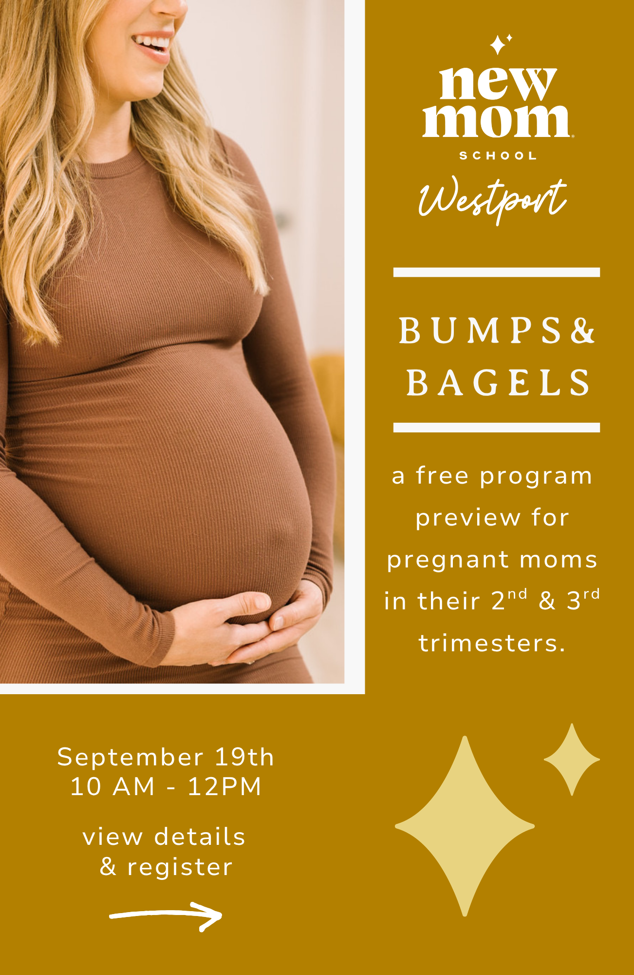 New Mom School Facebook ad: Meet your mom village early
