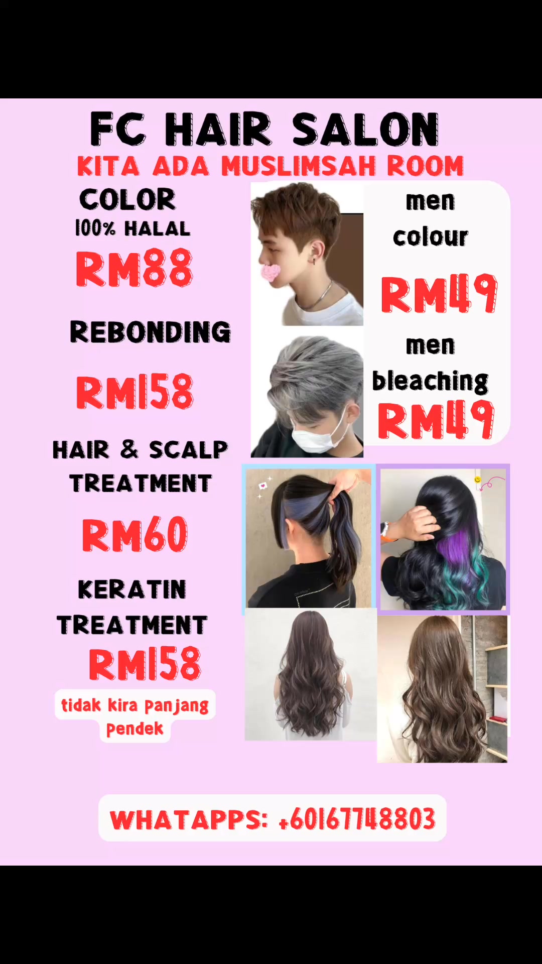 Facecutz hair & nails Facebook ad: HI WELCOME FC HAIR SALON