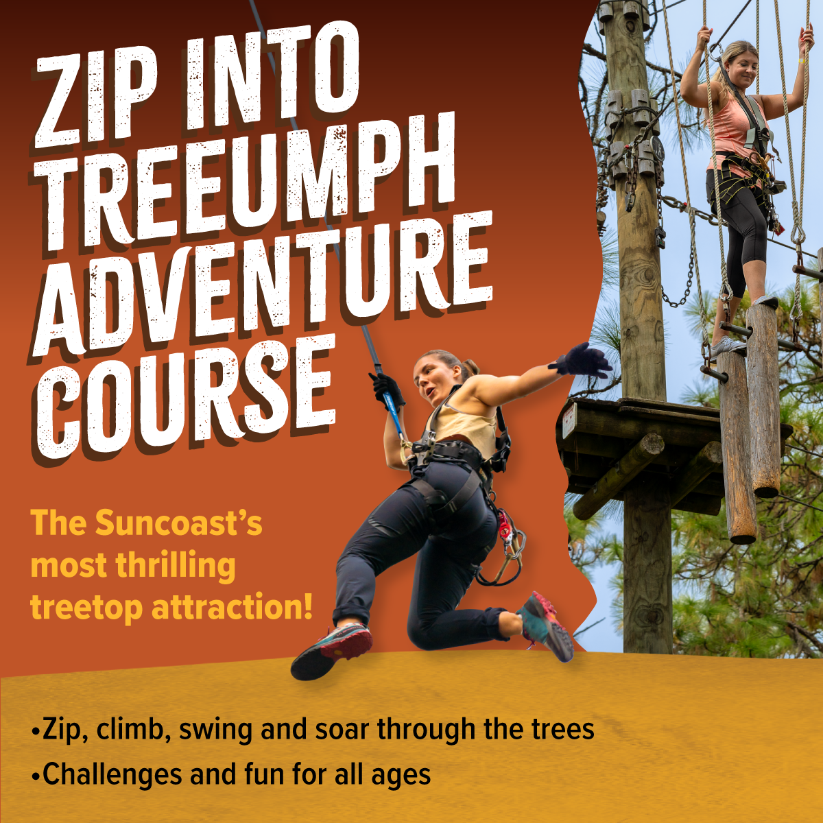 TreeUmph! Adventure Course Facebook ad: When was the last time you played in…