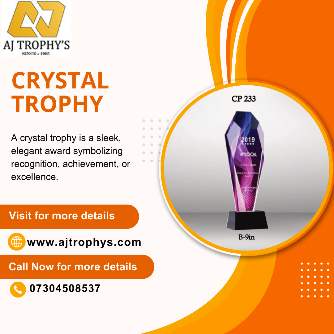 Aj Trophys Facebook ad: Order crystal trophies, UV DTF Printing Stickers, awards…