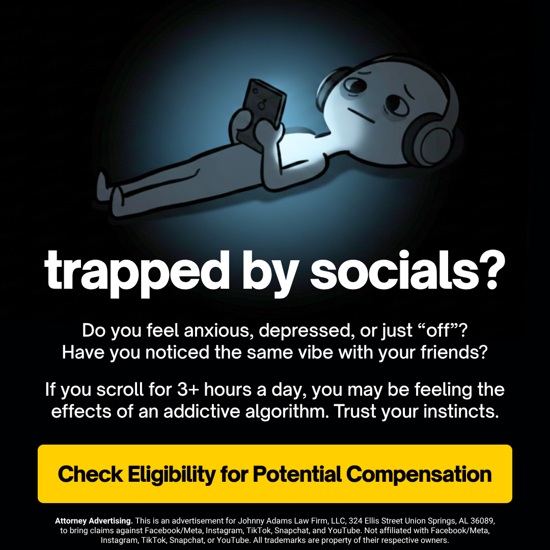 Social Media Addiction Claims Facebook ad from May 11, 2026