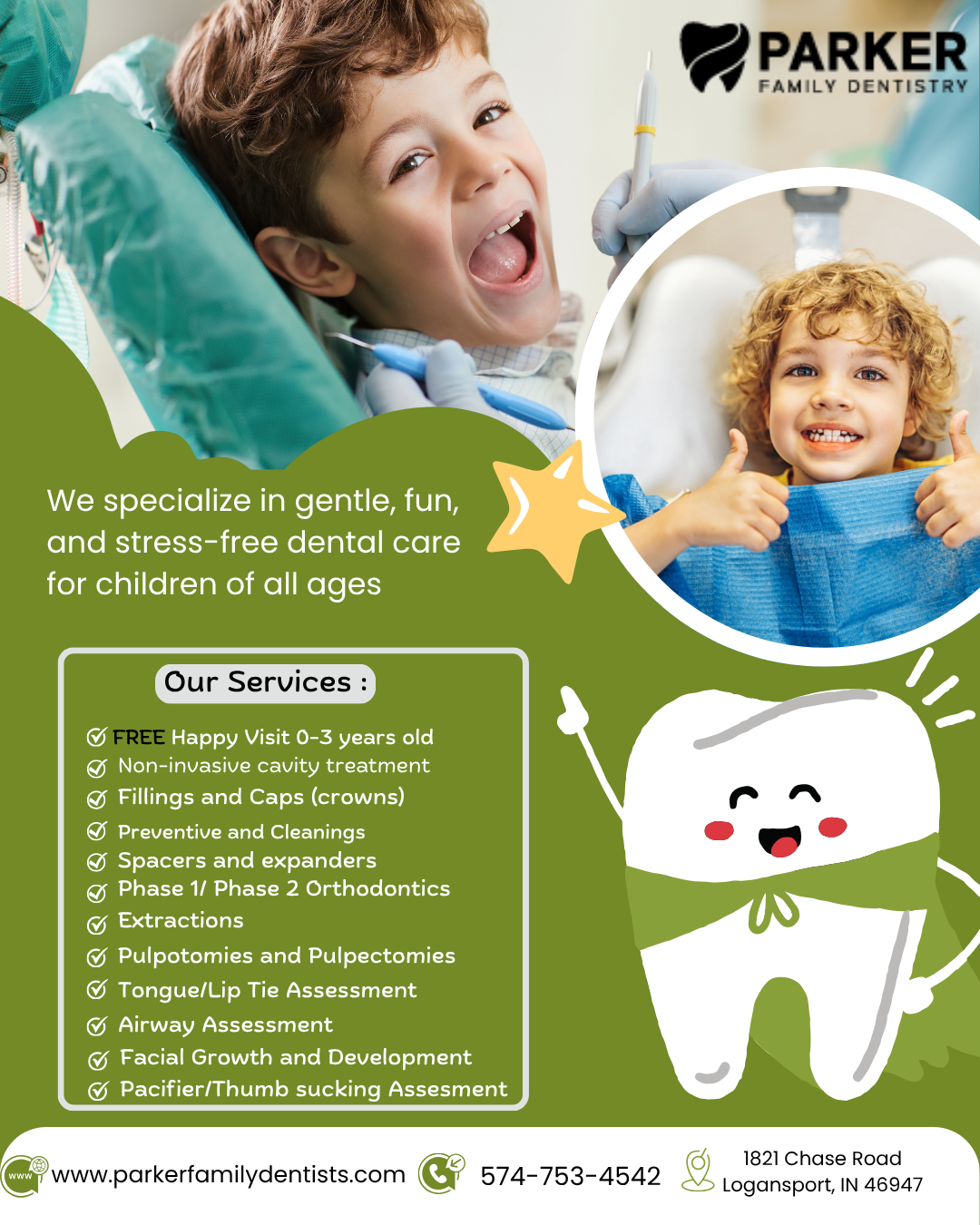 Parker Family Dentistry Facebook ad: Protect their baby teeth to give them a lifetime of…