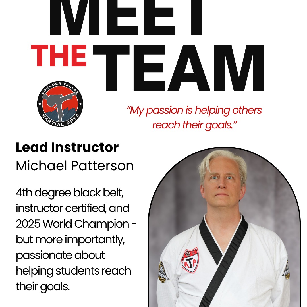 Boulder Valley Martial Arts Facebook ad: Meet the Team: Lead Instructor Michael Patterson.
