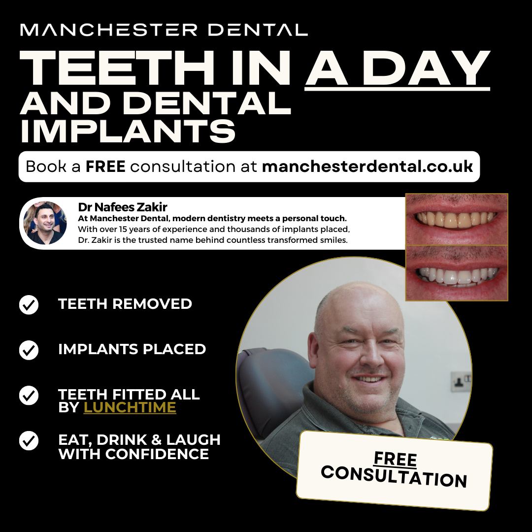 Manchester Dental Facebook ad: Teeth in a Day at Manchester Dental