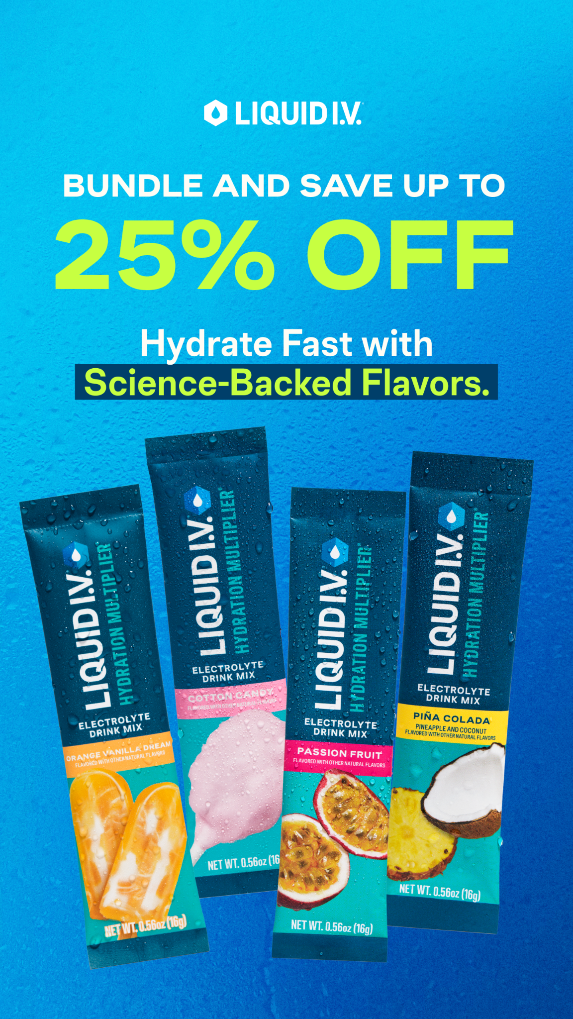 Liquid I.V. Facebook ad: Mix Flavors, Save Up to 25%