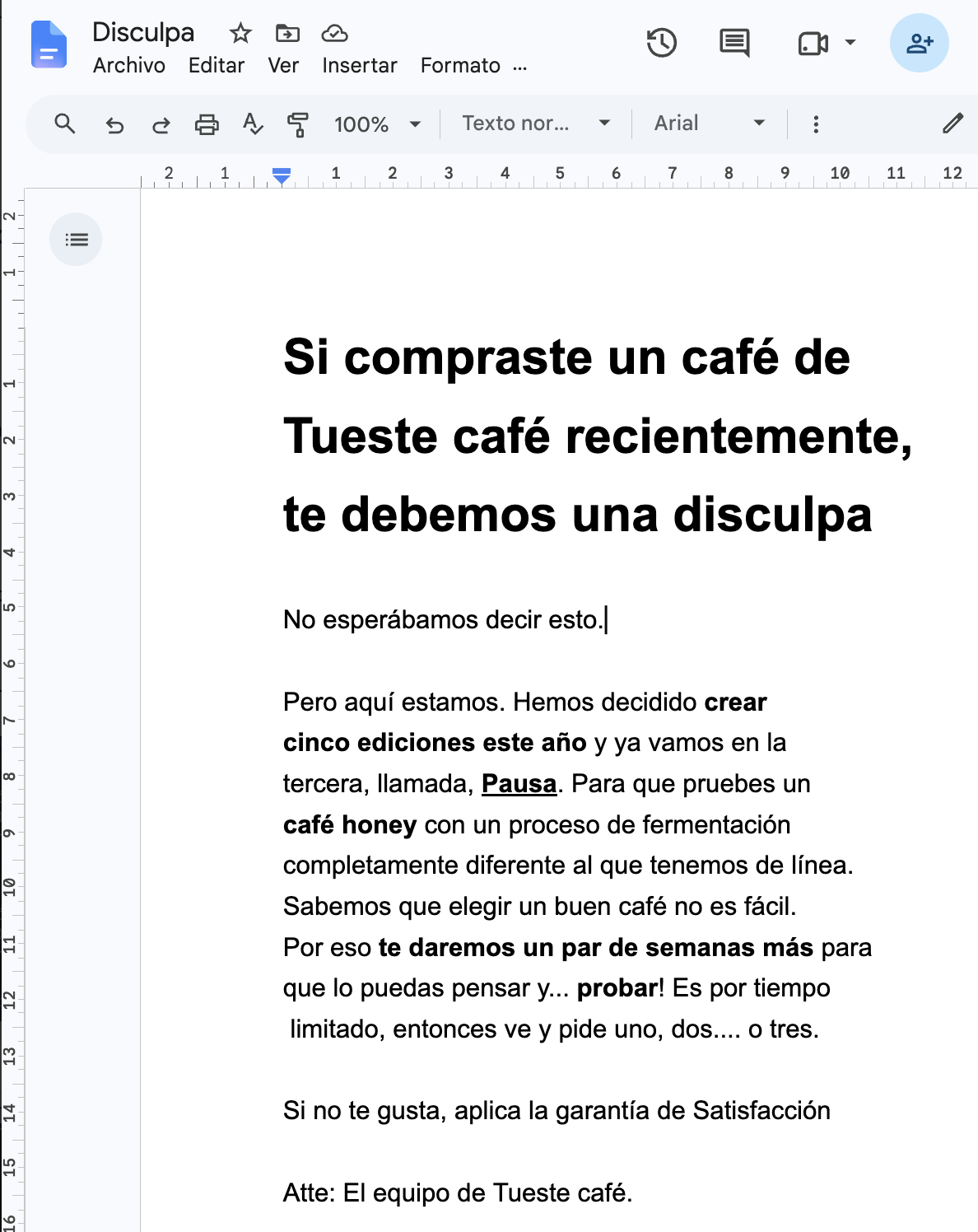 Tueste Café Facebook ad: Edición especial, quedan pocos kilos y tienes que probarlo!