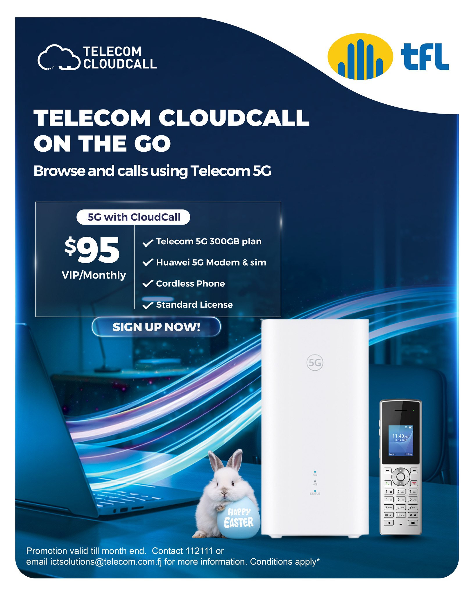 Telecom Enterprise Solutions Facebook ad: Stay connected wherever your work takes you!