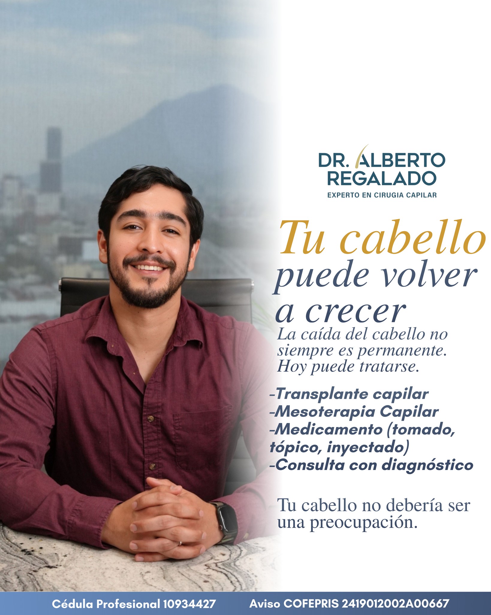 Dr. Alberto Regalado Facebook ad: ¿Has notado que tu cabello ya no crece…