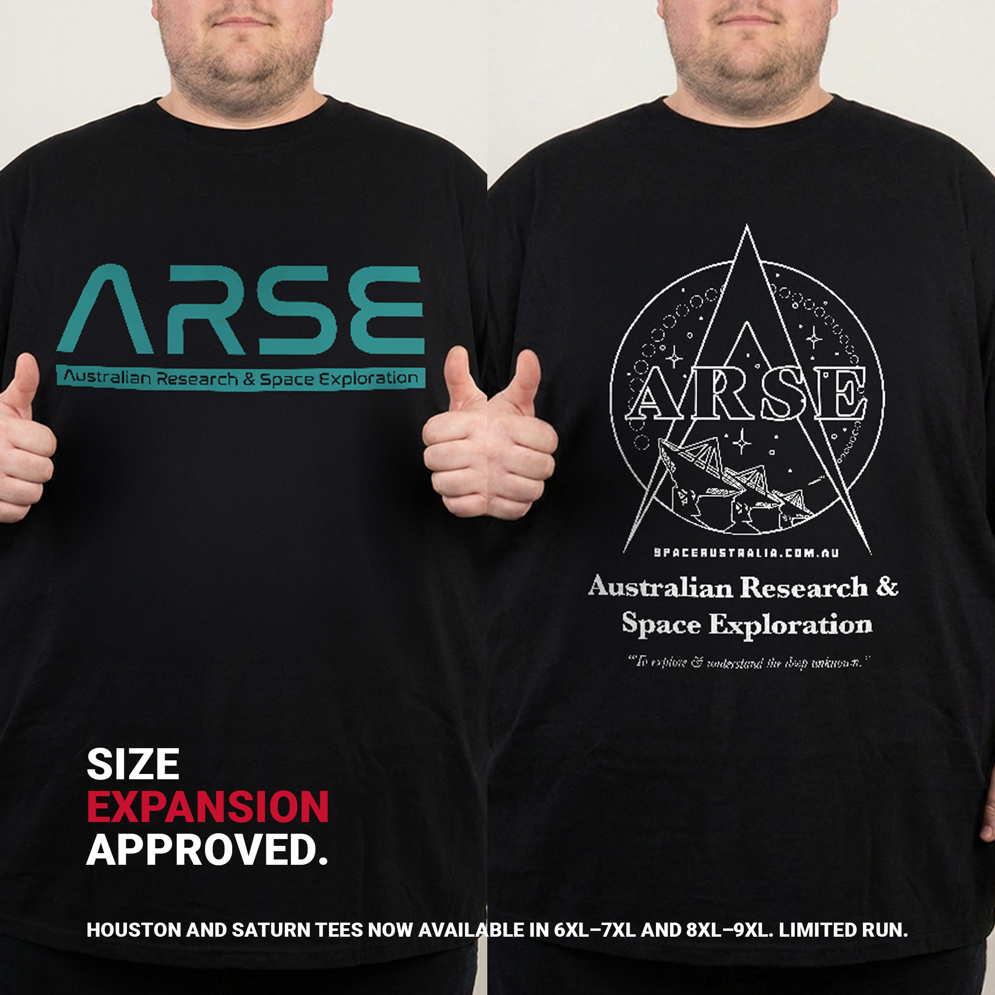 Australian Research & Space Exploration - Space Australia Facebook ad: Shop Exclusive Release Sizes Now