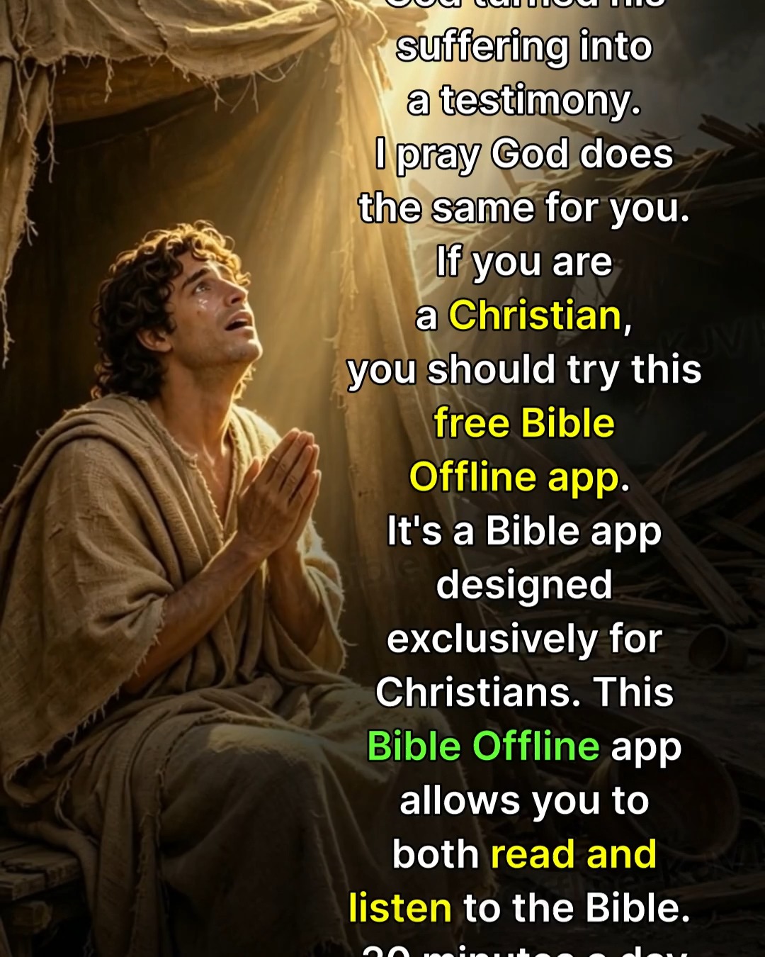 Bible Offline Facebook ad: One verse a day with Bible Offline, KJV…