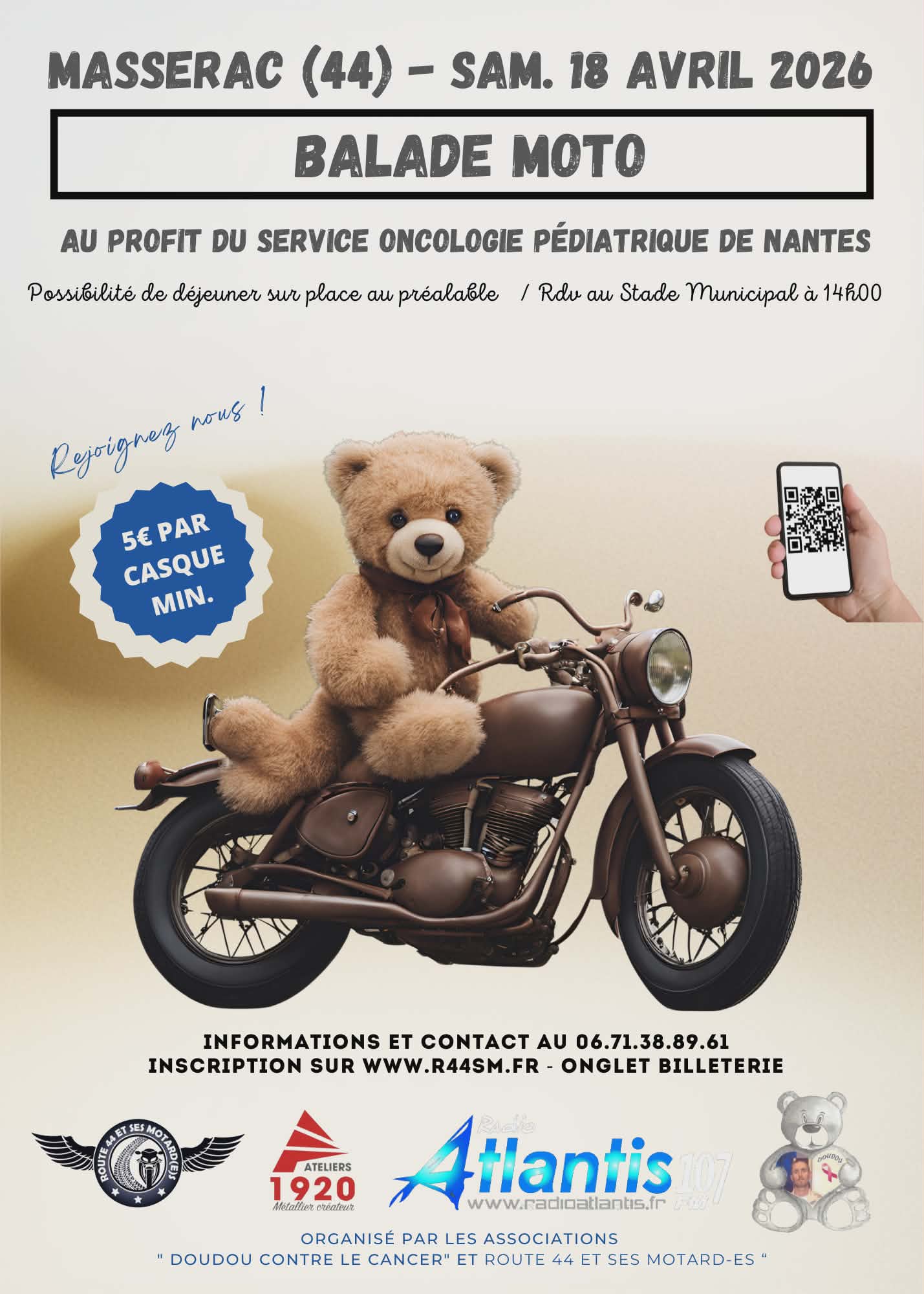 Route 44 et ses Motard-es Facebook ad: BALADE MOTO AU PROFIT DU SERVICE ONCOLOGIE PEDIATRIQUE DU…