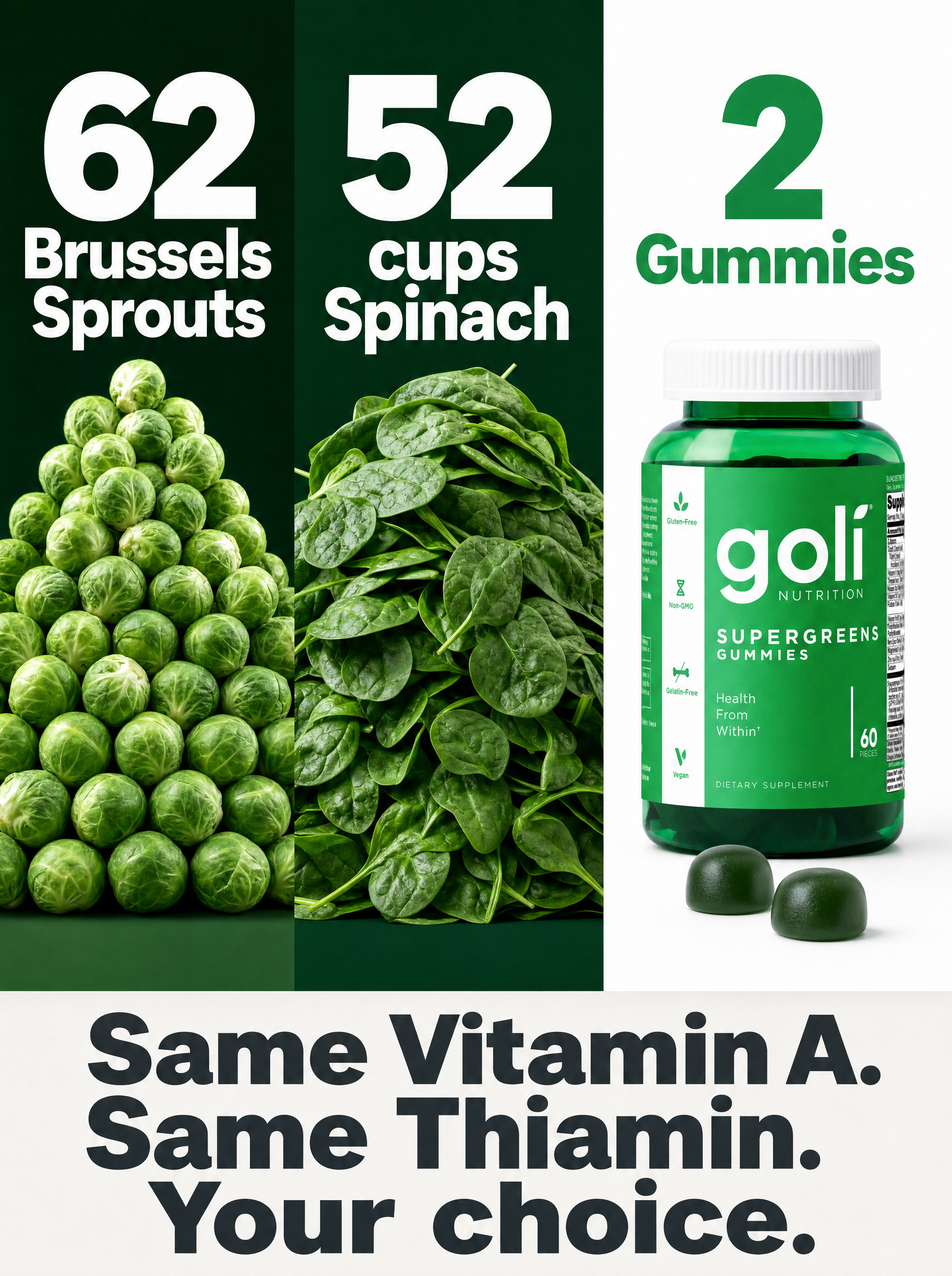 Goli Facebook ad: More Thiamin Than 52 Cups of Spinach
