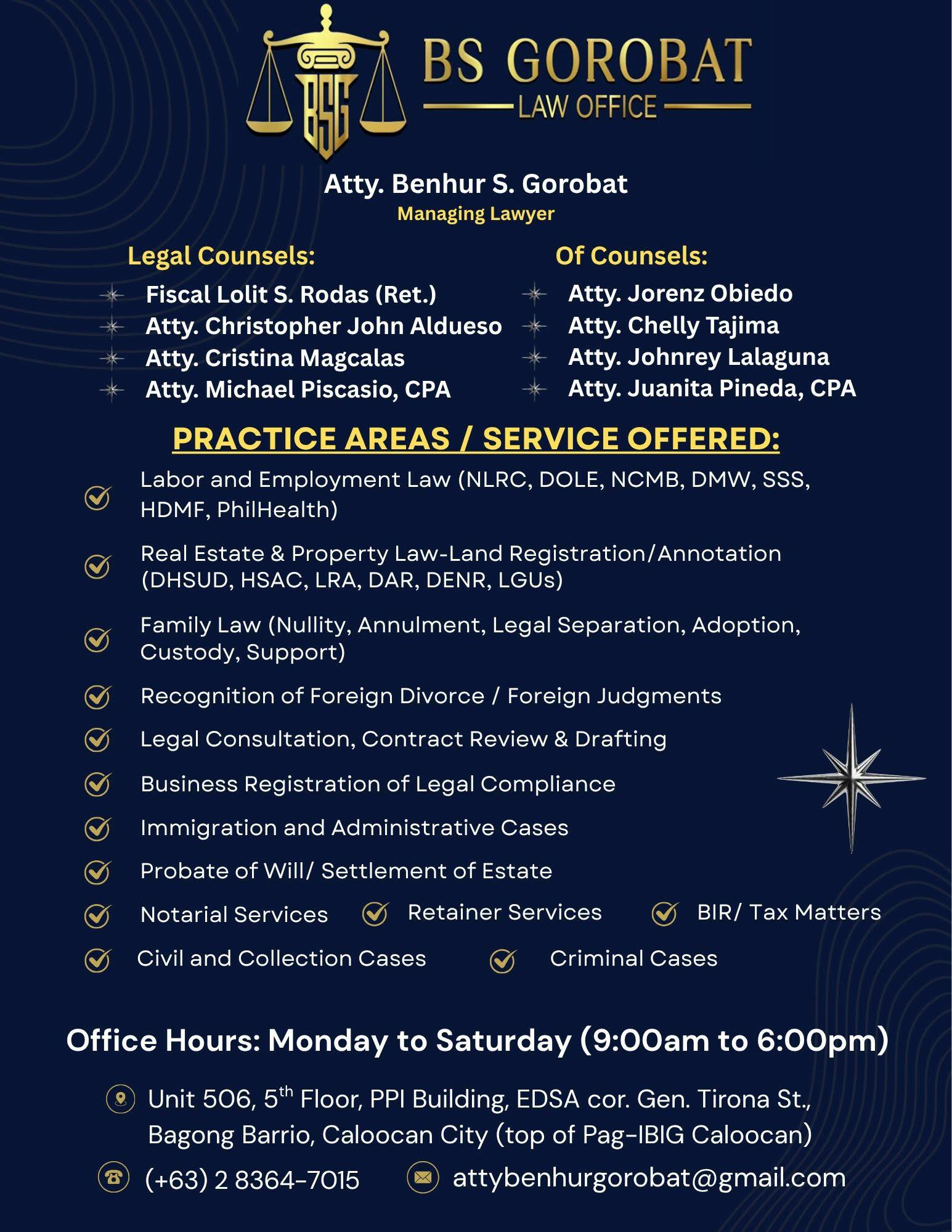 BS Gorobat LAW Office Facebook ad
