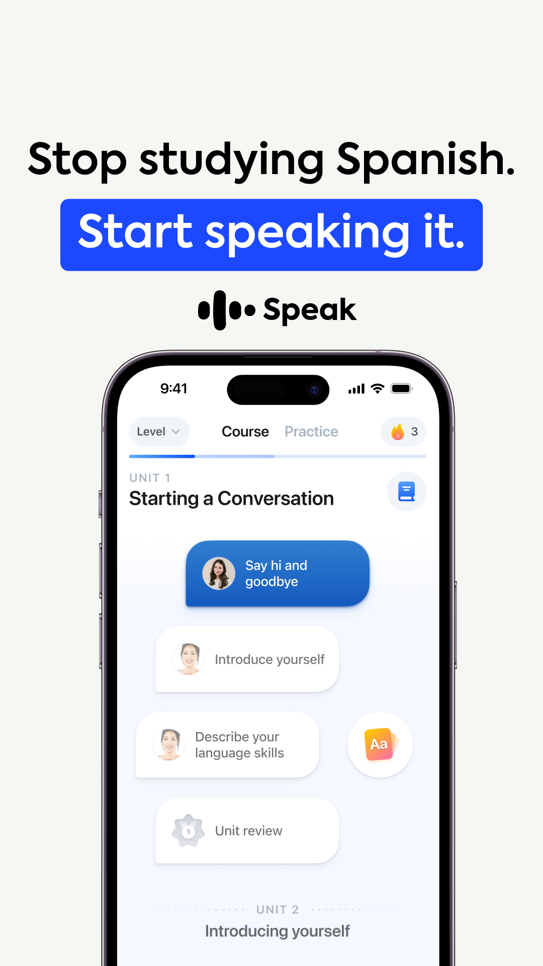 Speak Facebook ad