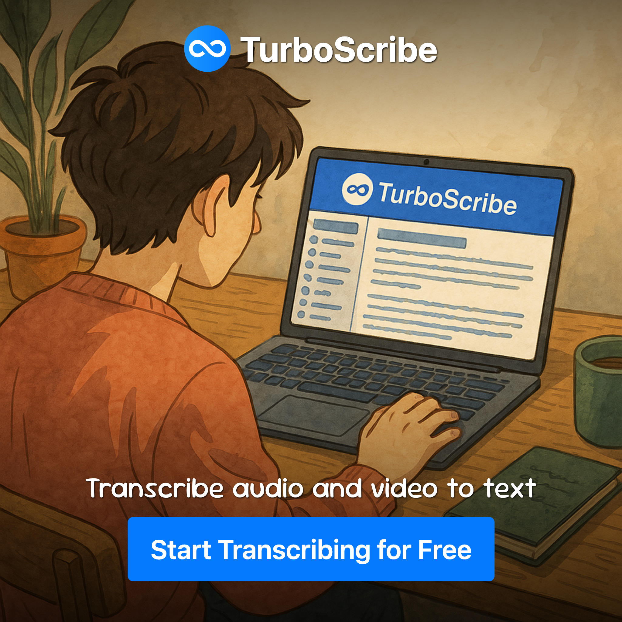 TurboScribe Facebook ad: Transcribe Audio and Video to Text