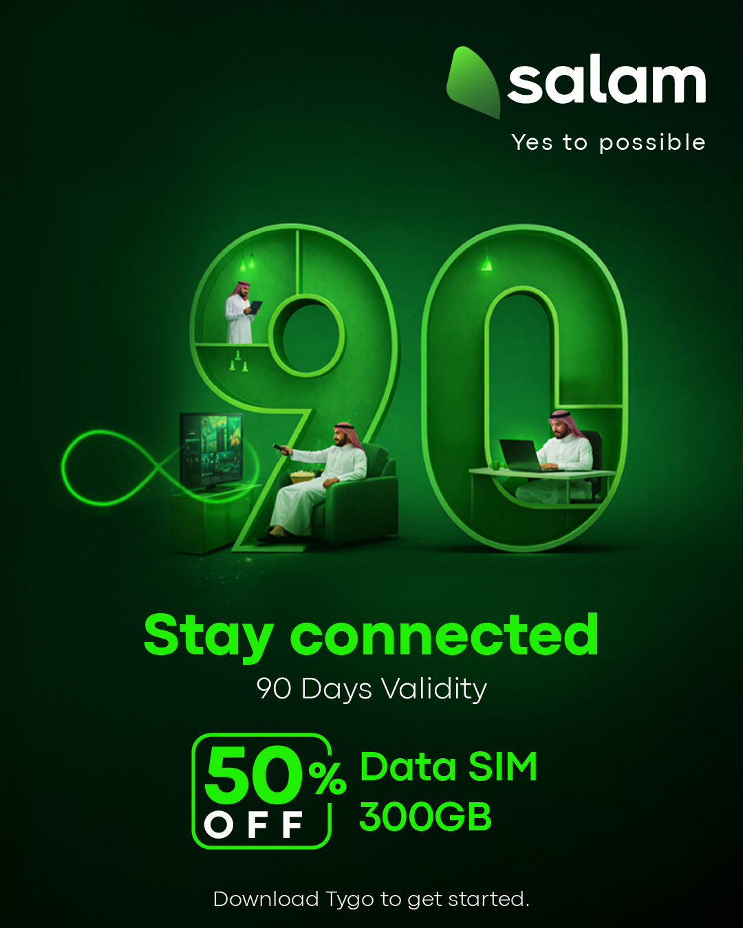 تايقو- Tygo Facebook ad: Stay connected with Data SIM 300GB