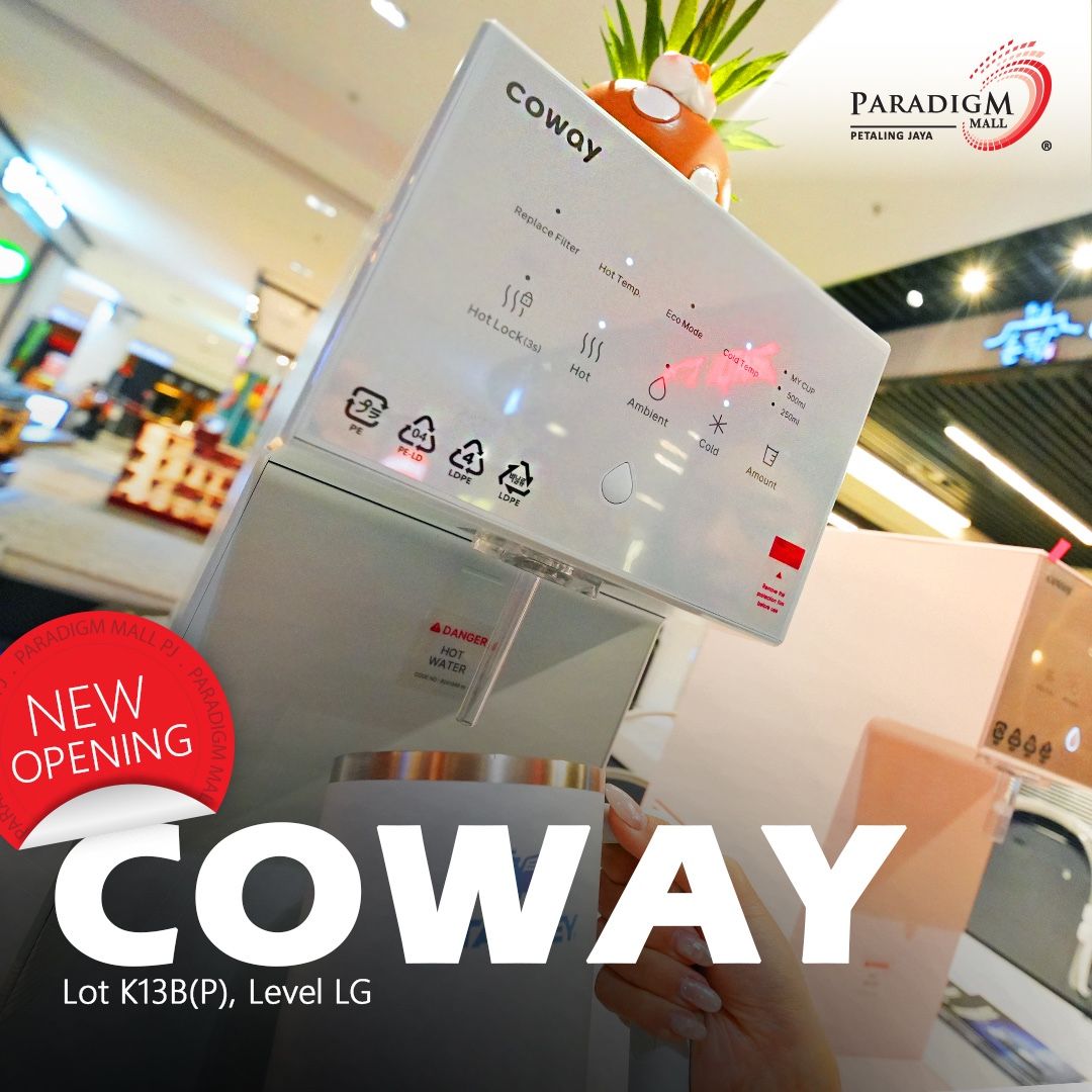 Paradigm Mall Petaling Jaya Facebook ad: Good news! Coway has officially opened at Paradigm…