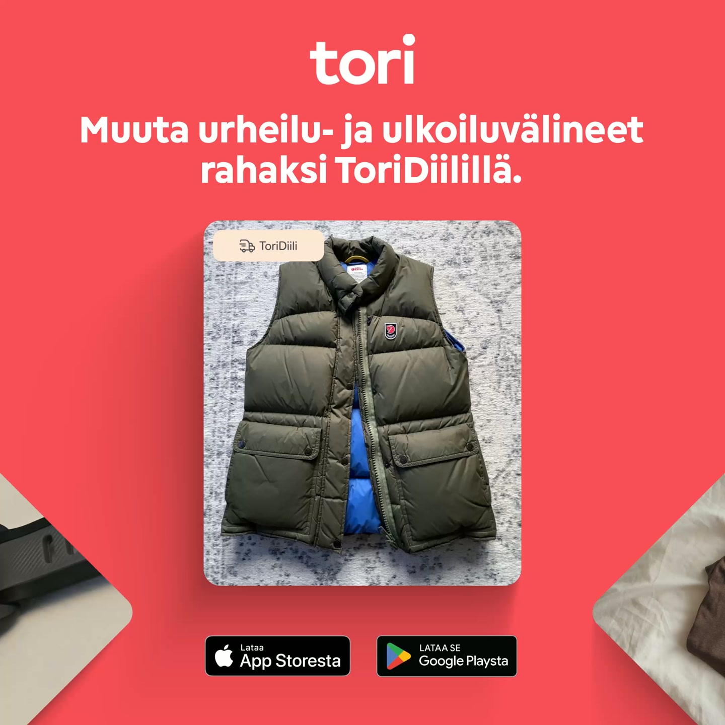 Tori.fi Facebook ad: Myy ylimääräinen ja tienaa.