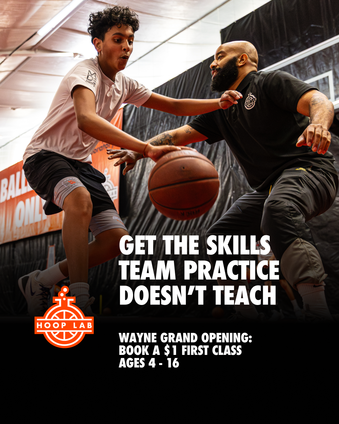 Hoop Lab Facebook ad: Limited Time - $1 First Class