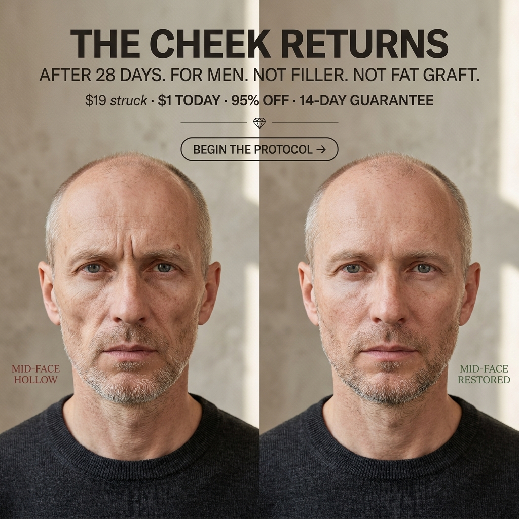 Faceplastica & Biohacking Program for Men Facebook ad: Your cheeks didn't vanish, they dropped