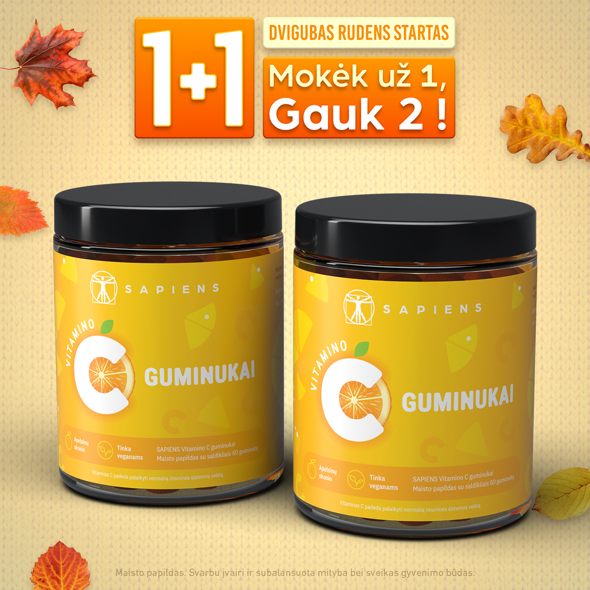 Sapiens Facebook ad: VITAMINO C GUMINUKAI 1+1