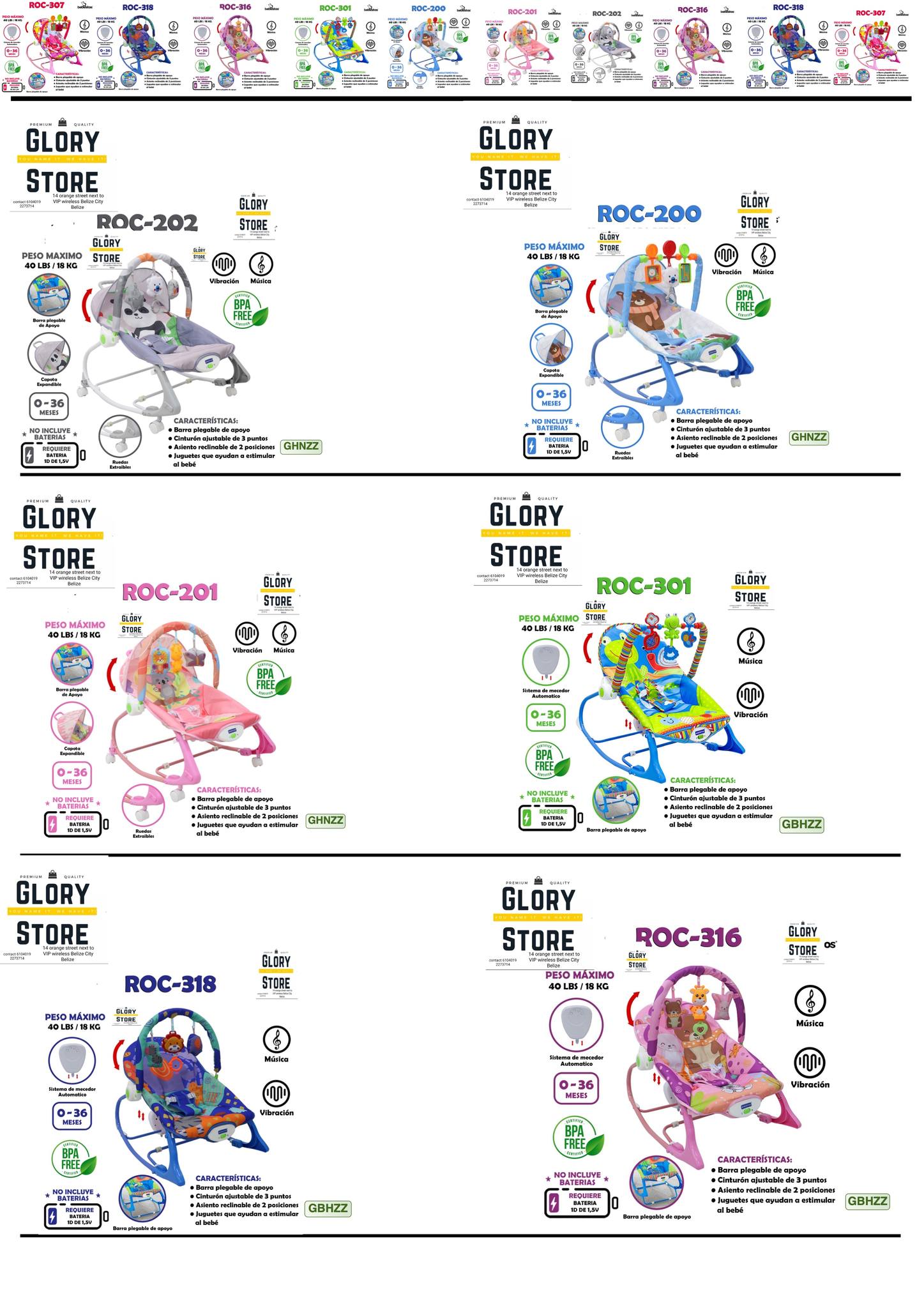 Glory Store Facebook ad: Playful Paradise Comfy Baby Bouncer Seat with Soothing…