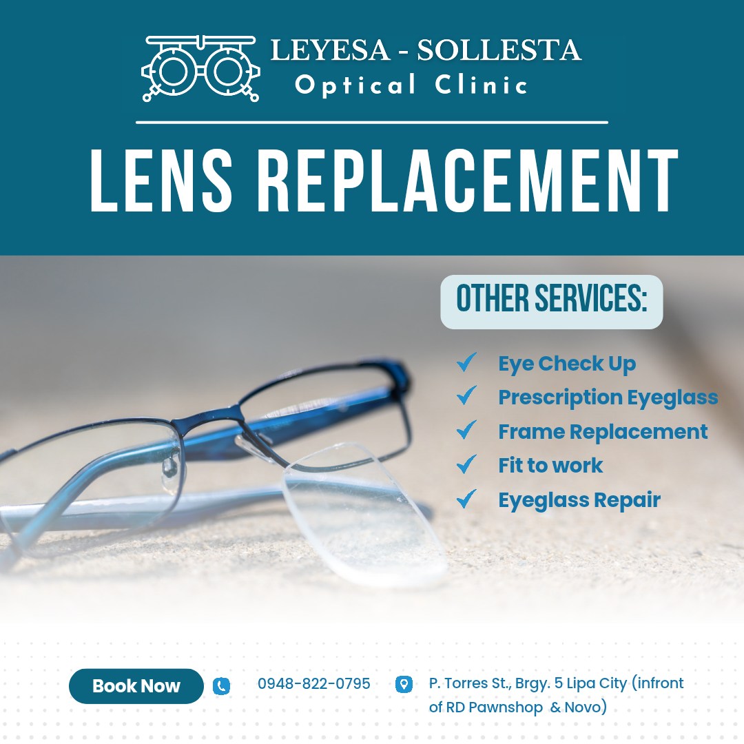 Leyesa - Sollesta Optical Clinic Lipa City Facebook ad: Goodbye gasgas, hello linaw!
