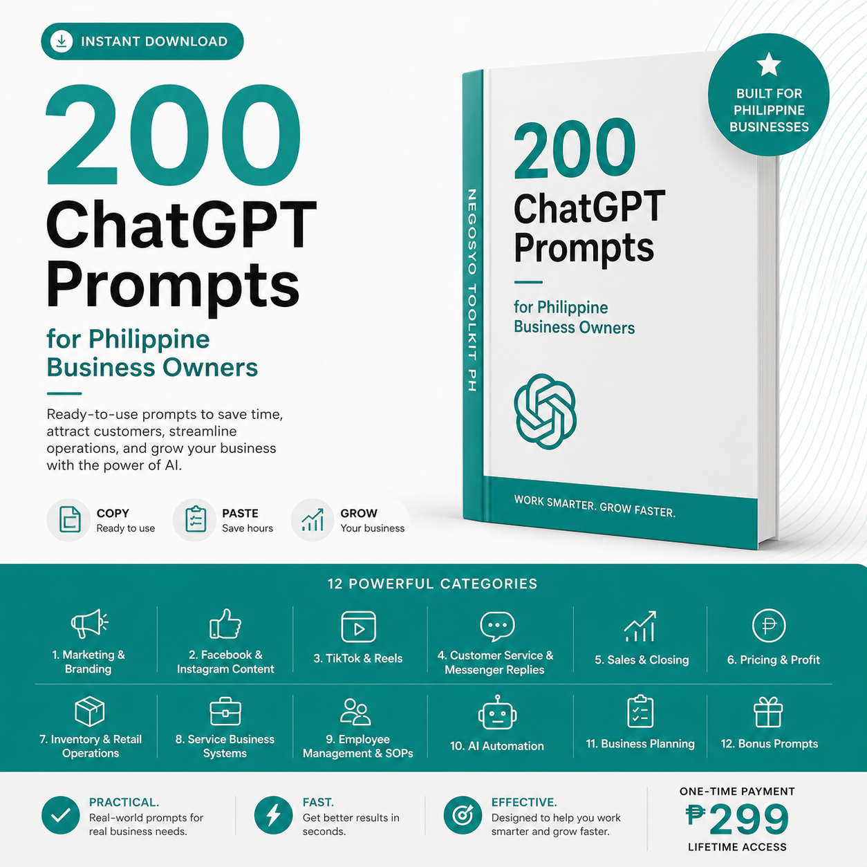 Negosyo Toolkit Ph Facebook ad: 200 ChatGPT Prompts Every Filipino Business Owner Needs