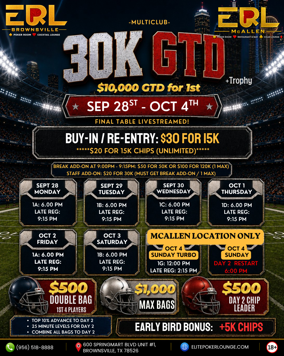 Elite Poker Lounge Facebook ad: Make Your Move at EPL