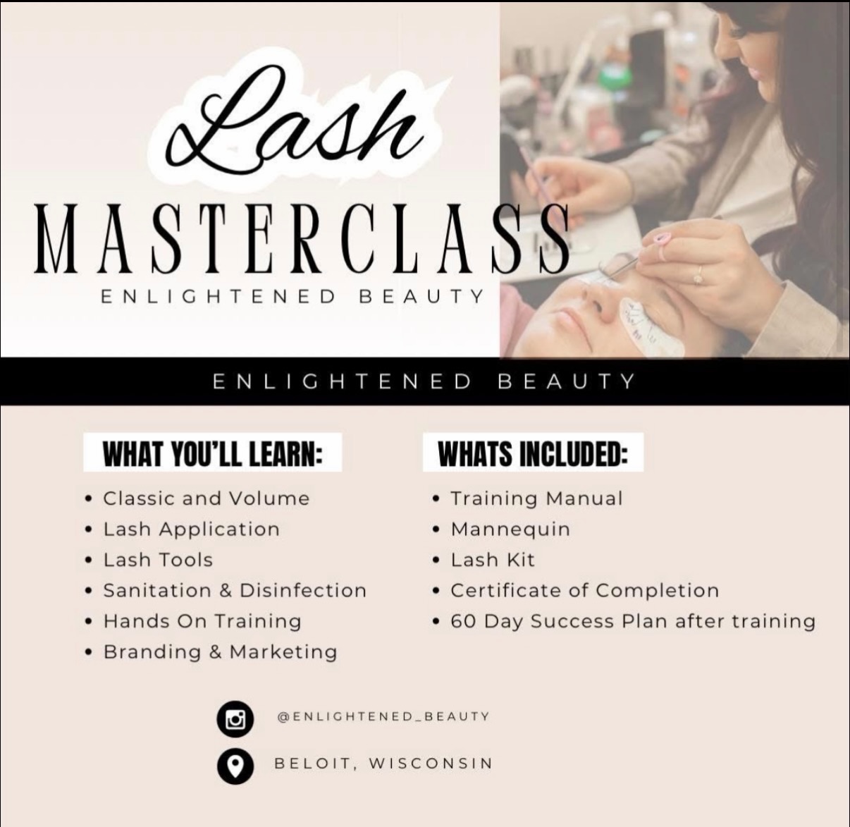 Enlightened Beauty With Kat Facebook ad: STOP THINKING ABOUT DOING LASHES… START.