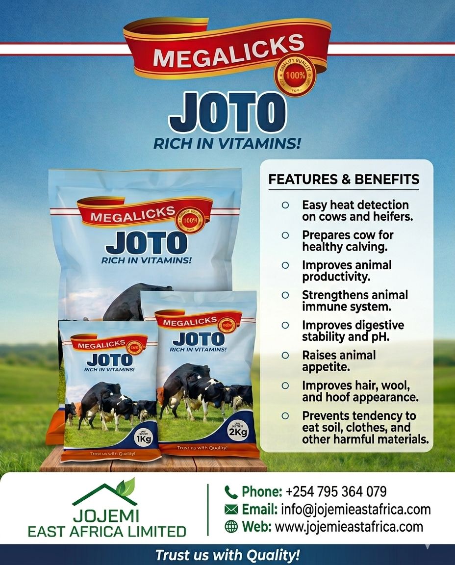 Jojemi East Africa Limited Facebook ad: Megalicks Joto mineral supplements for heifers