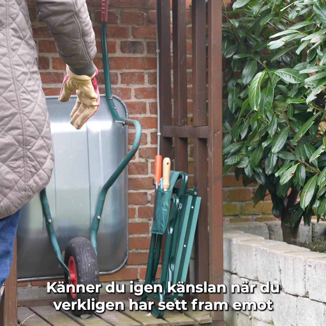 Seniorlife.se Facebook ad: Smart 2-i-1 pall för trädgårdsarbete