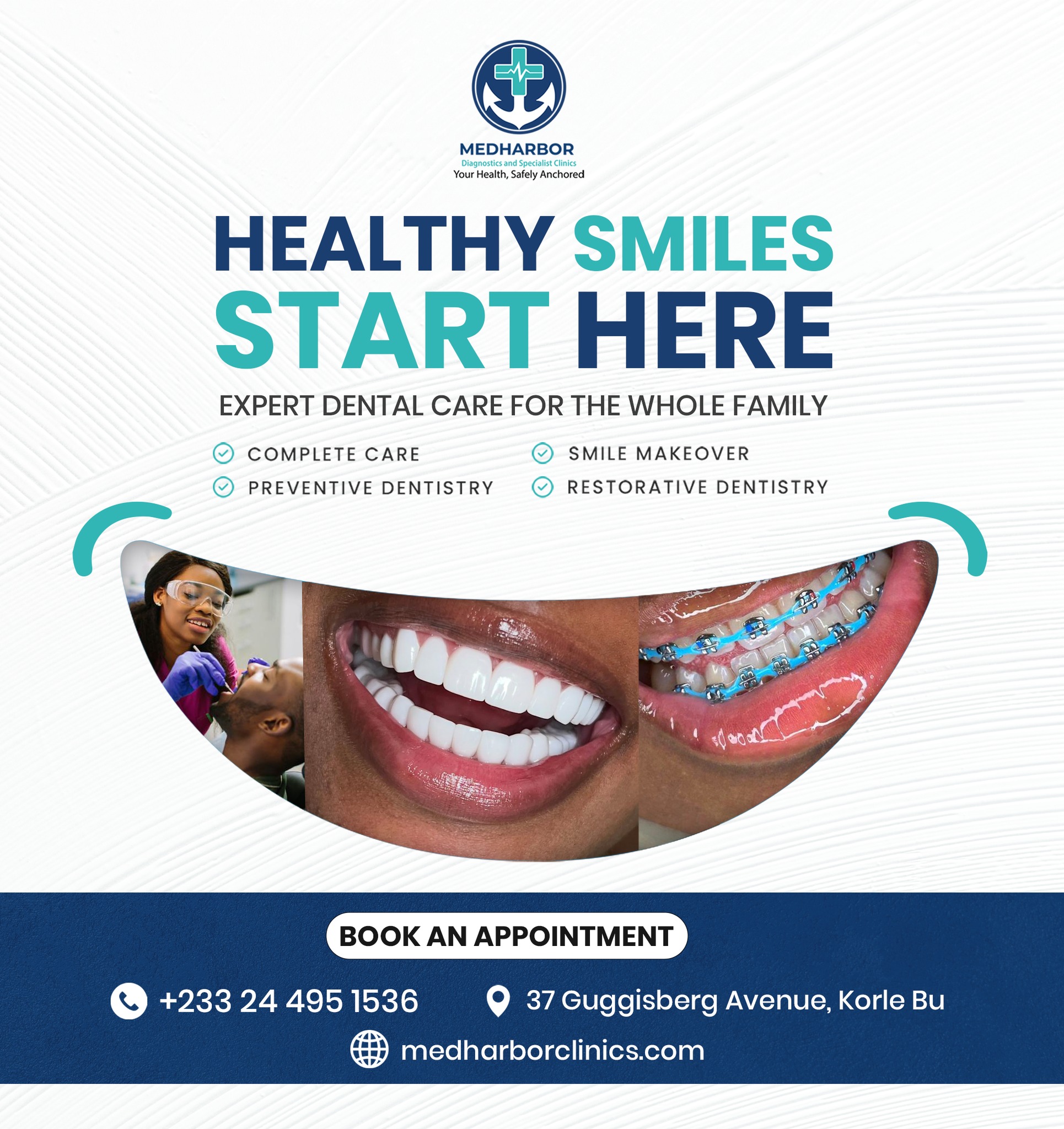 Medharbor Clinics Facebook ad: Transform Your Smile, Brighter, Healthier, Confident At…