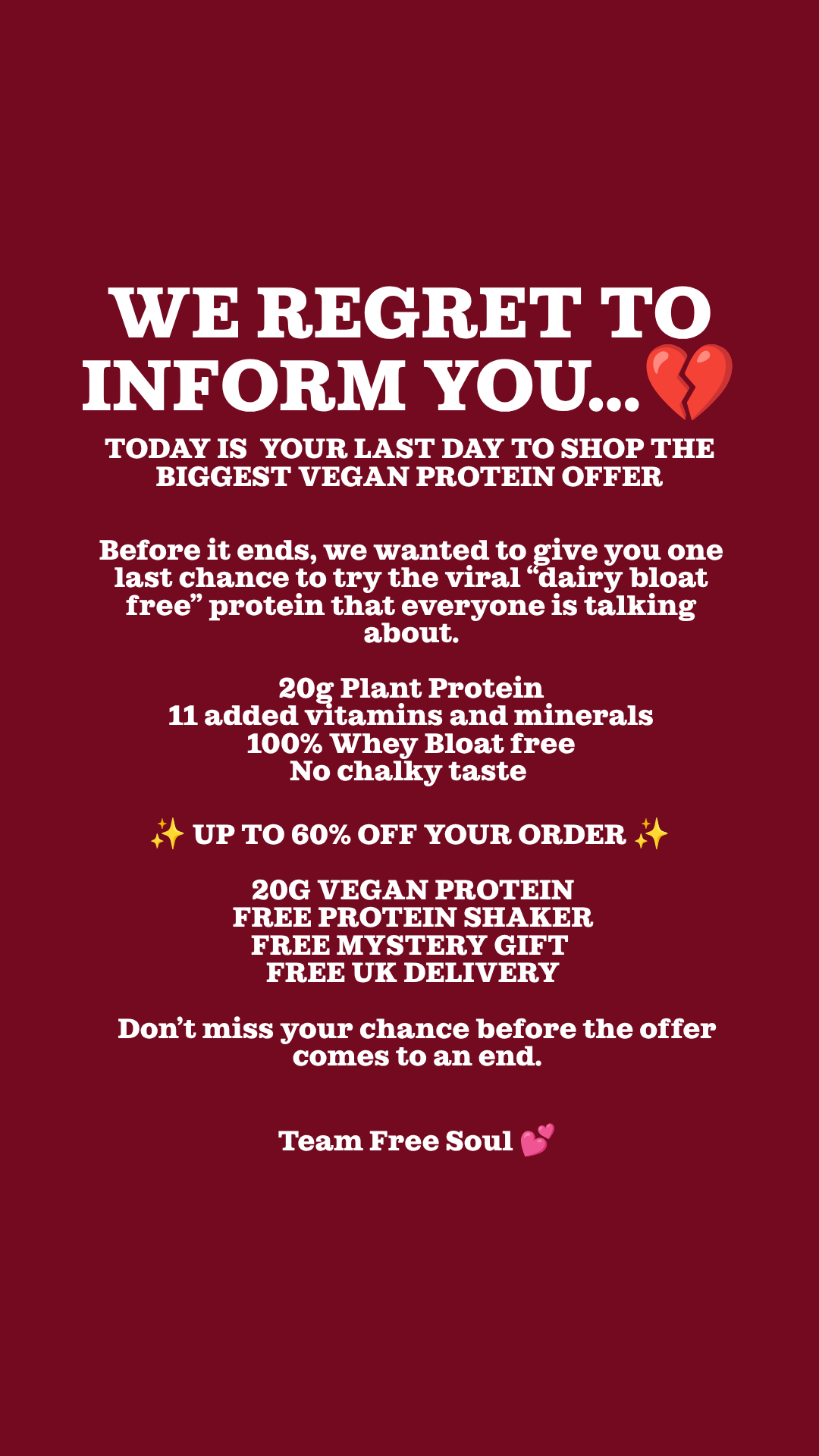 Free Soul Facebook ad: The protein powder that has your back.
