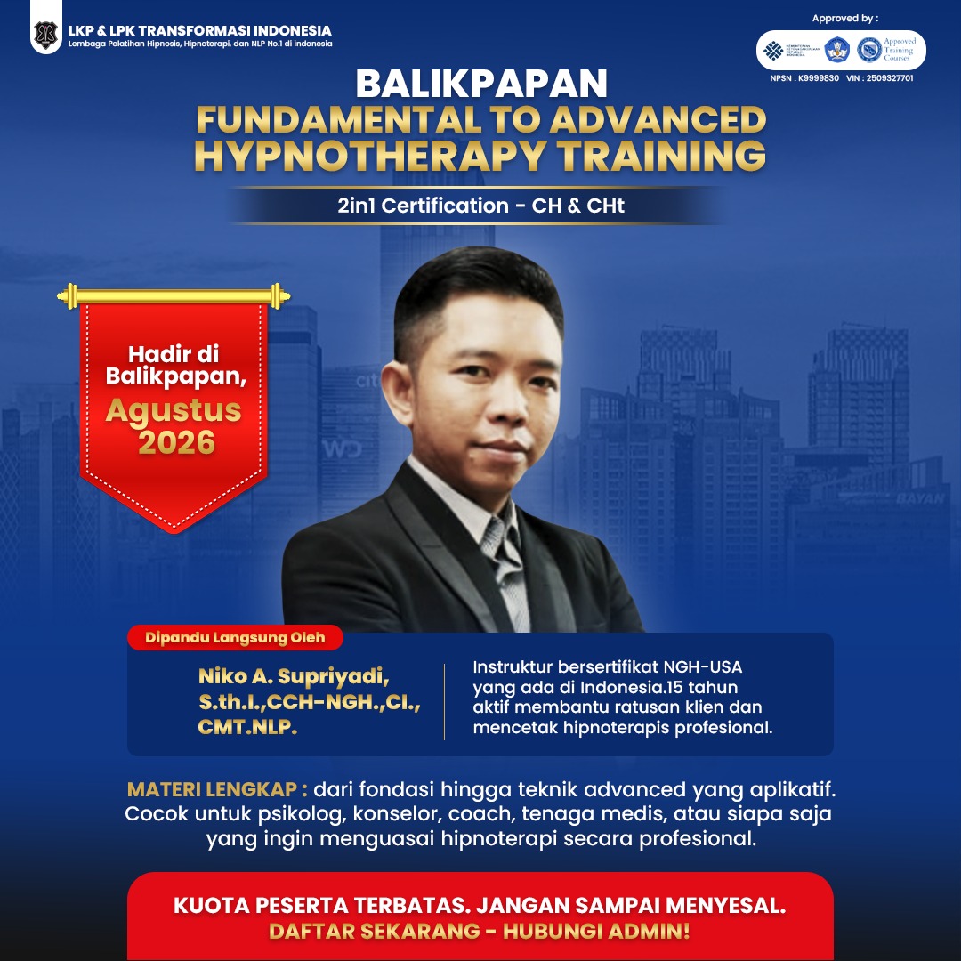 Transformasi Indonesia Facebook ad: Pelatihan Hipnoterapi kalimantan Juni 2026