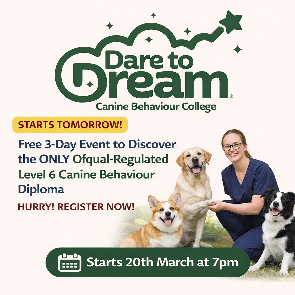 The Canine Behaviour College Facebook ad: Get Qualified In Dog Behaviour - Register For The FREE…